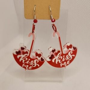 Kiss Me Red Umbrella Earrings